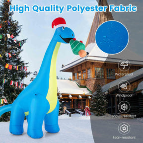3.1M Christmas Inflatable Lighted Green Dinosaur with Hat