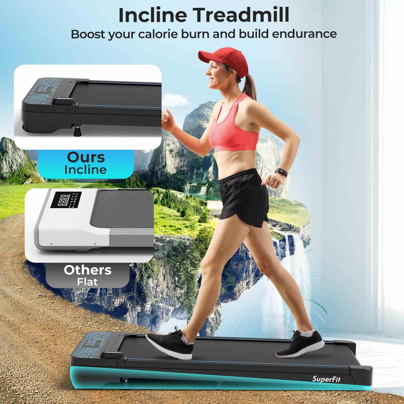 140kg Capacity Under Desk Treadmill Walking Pad w/Remote & APP Control LED
