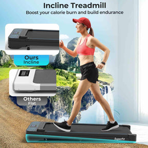 140kg Capacity Under Desk Treadmill Walking Pad w/Remote & APP Control LED