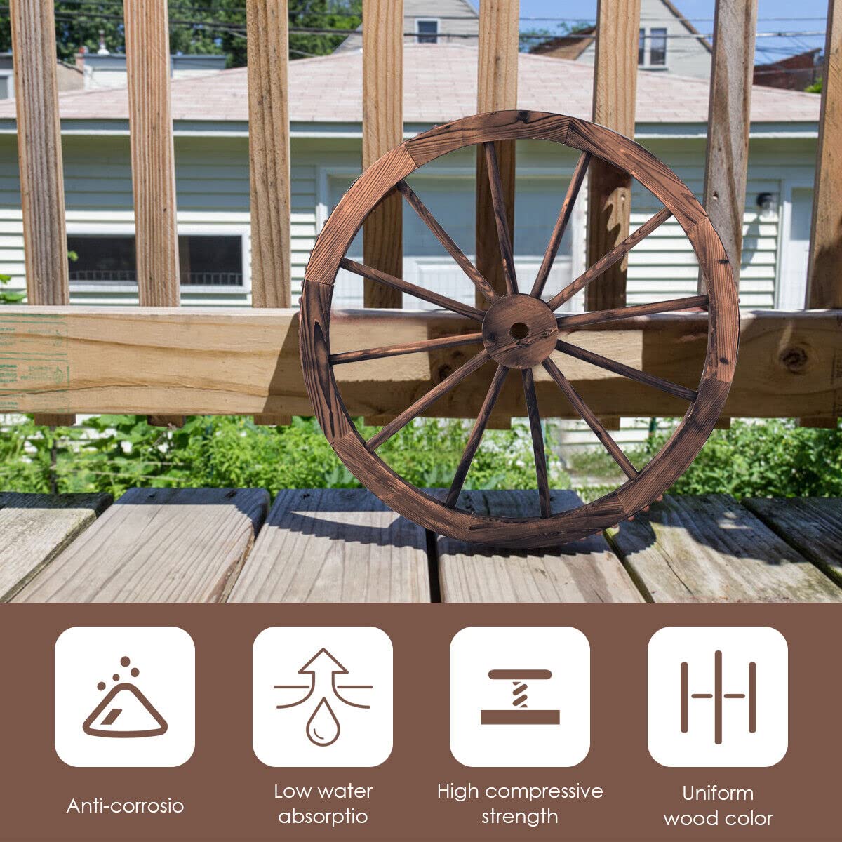 Giantex Set of 2 Decorative Wooden Wheels