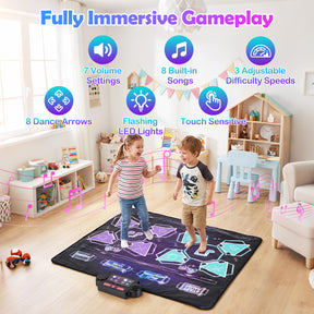 Kids Dance Mat, Electronic Playmat w/4 Modes & 3 LED Speeds 
