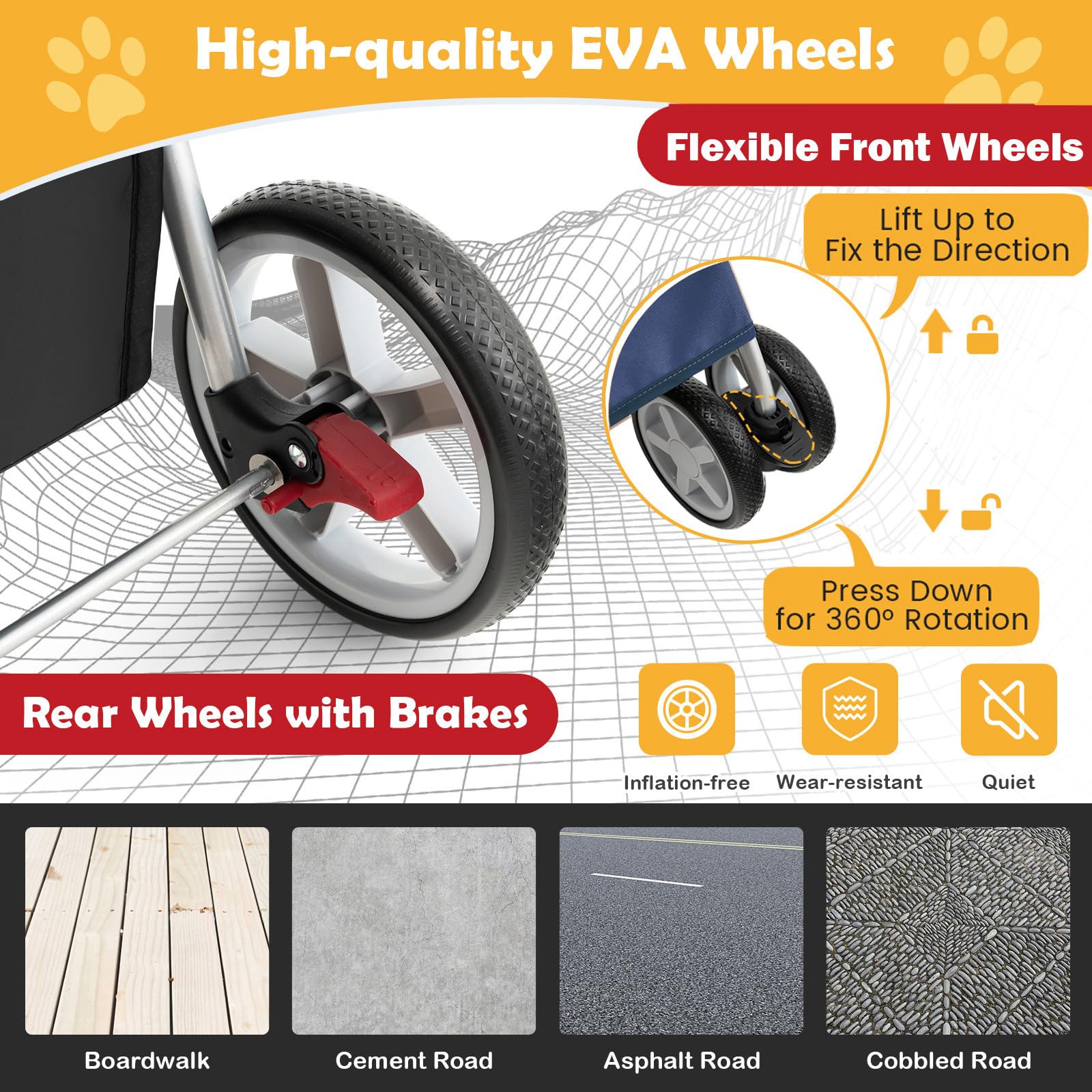 Giantex Folding Dog Stroller for Small Medium Dogs Cats Puppy