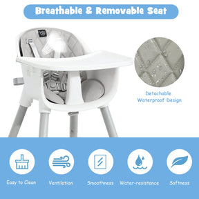 5 in 1 Convertible Baby High Chair, Infant Dining Chair Booster Seat w/Removable Tray