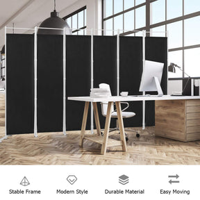 6 Panel Room Divider, 300x180CM Folding Privacy Screen with Steel Frame & Fabric Surface