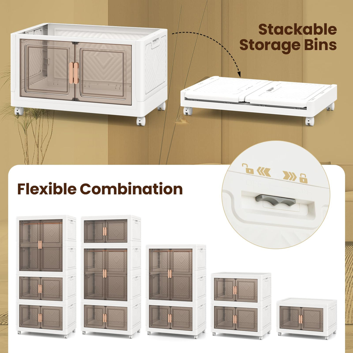420L Storage Bins with Lid, Portable Plastic Wardrobe Closet Organizer with 10 Hangers