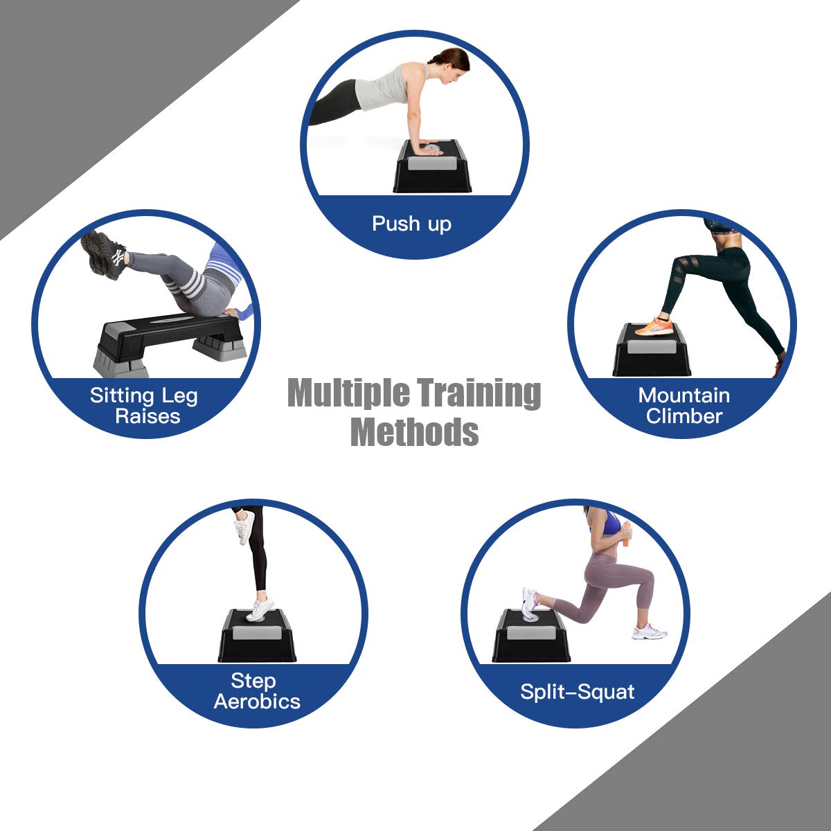 Adjustable Workout Aerobic Stepper Aerobic Exercise Step Platform with 2/4 Risers