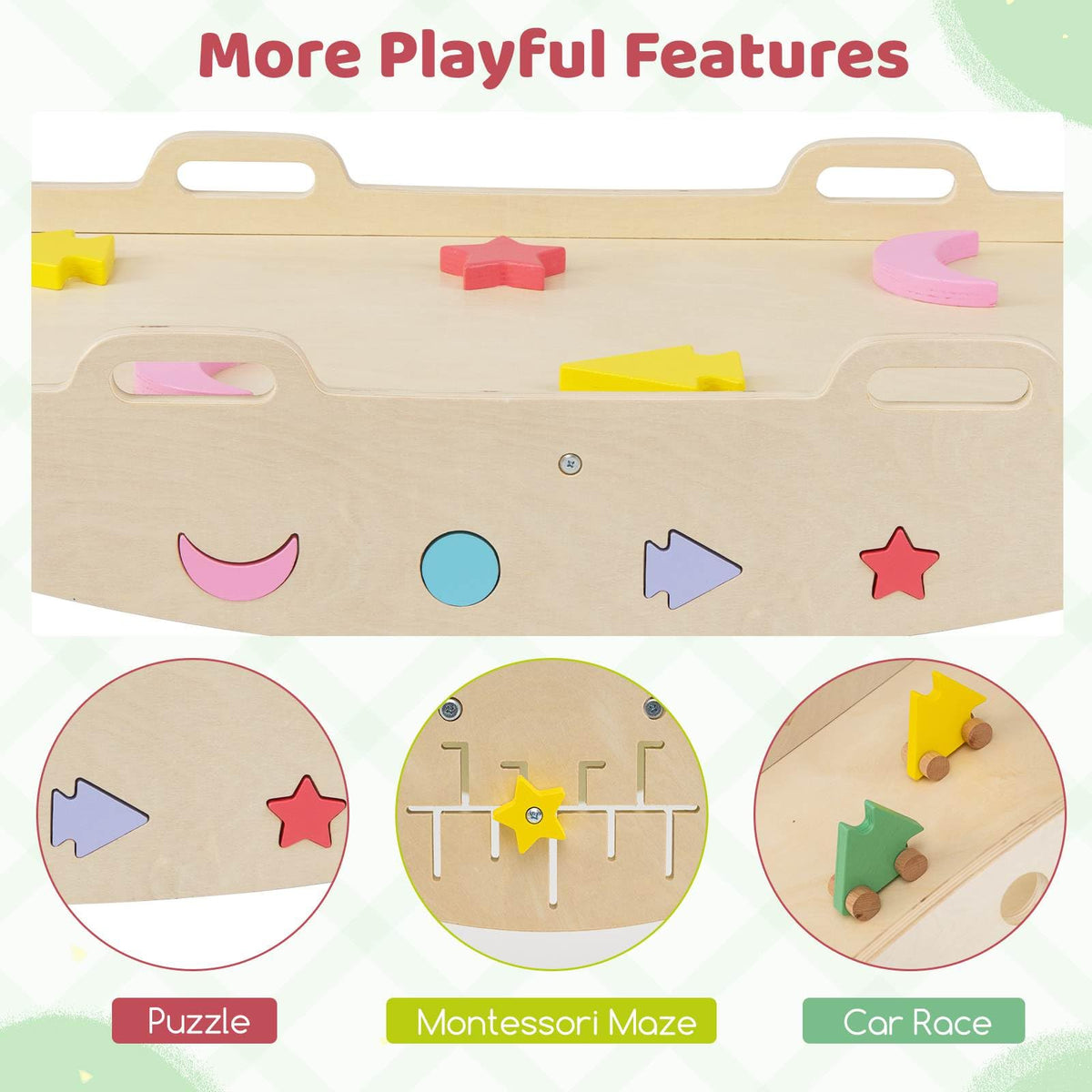 8-in-1 Wooden Triangle Set, Foldable Montessori Climbing Toys with Arch Climber, Reversible Ramp