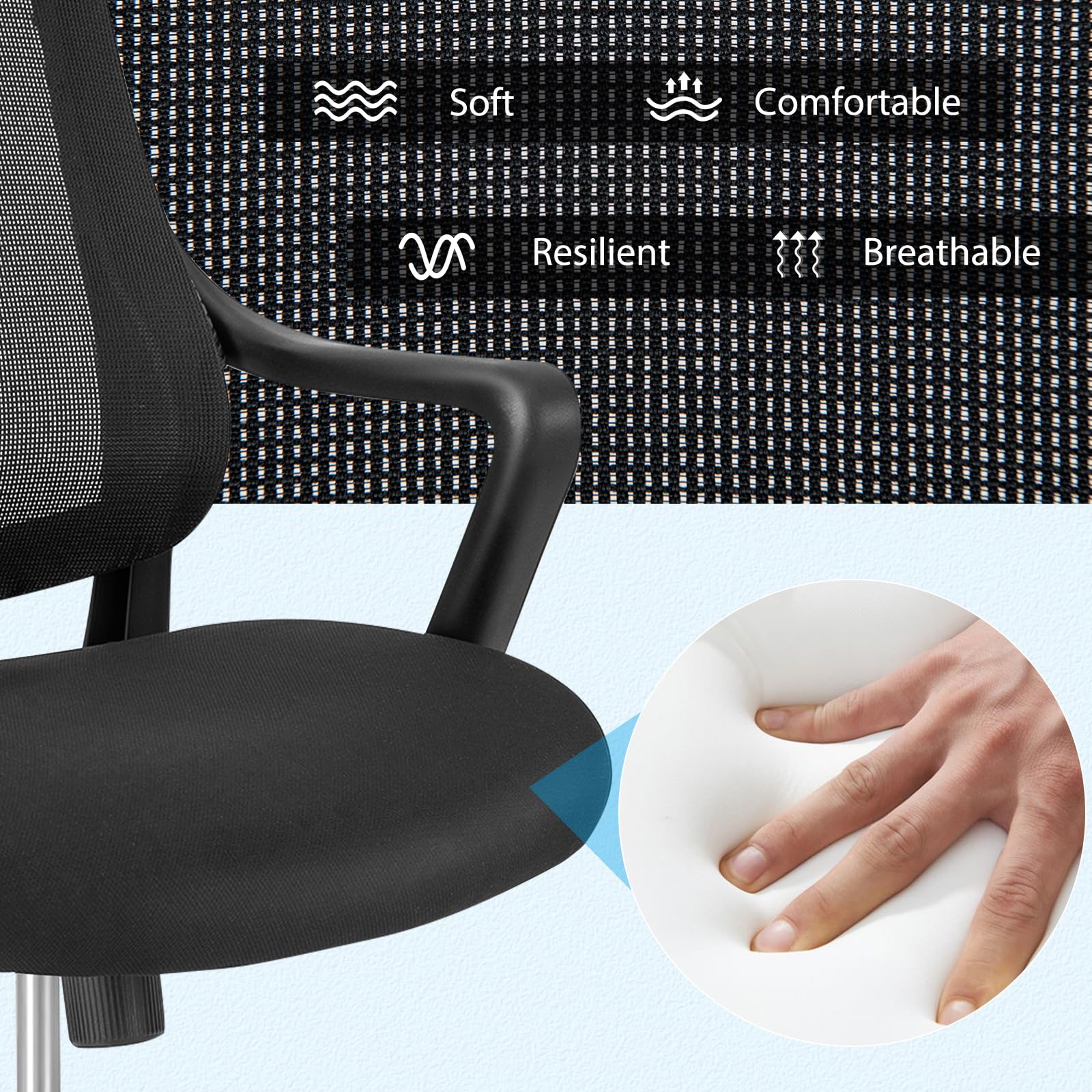 Giantex Ergonomic Office Chair, Modern Breathable Mesh Chair w/Curved Backrest & Armrest
