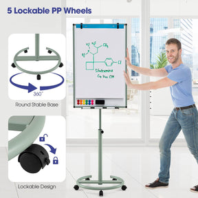 100x65cm Rolling Magnetic Whiteboard w/Height Adjustable Stand