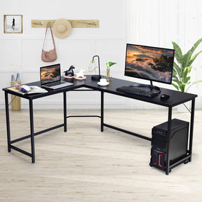 L-Shaped Corner Computer Desk, Home Office Desk PC Laptop Study Table, with CPU Stand