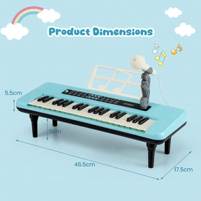 37 Keys Kids Piano Keyboard, Portable Musical Toy with Microphone & Music Stand