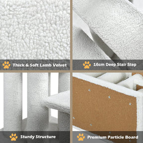 4-Step Pet Stairs for Cats and Dogs, Carpeted Cat Scratching Post Pet Ramp