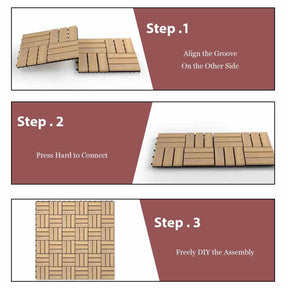 27 Pieces Acacia Wood Interlocking Patio Deck Tile Indoor Outdoor
