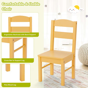 Kids Table and 4 Chairs Set, 5 Pieces Activity Table Set, Durable Wooden Desk Furniture for Toddlers