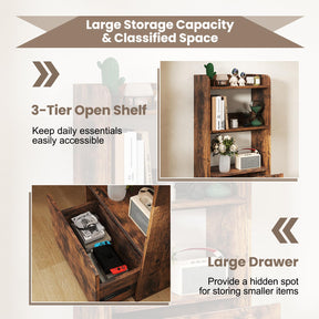 Bookcase with Drawer Freestanding Bookshelf Storage Rack for Living Room
