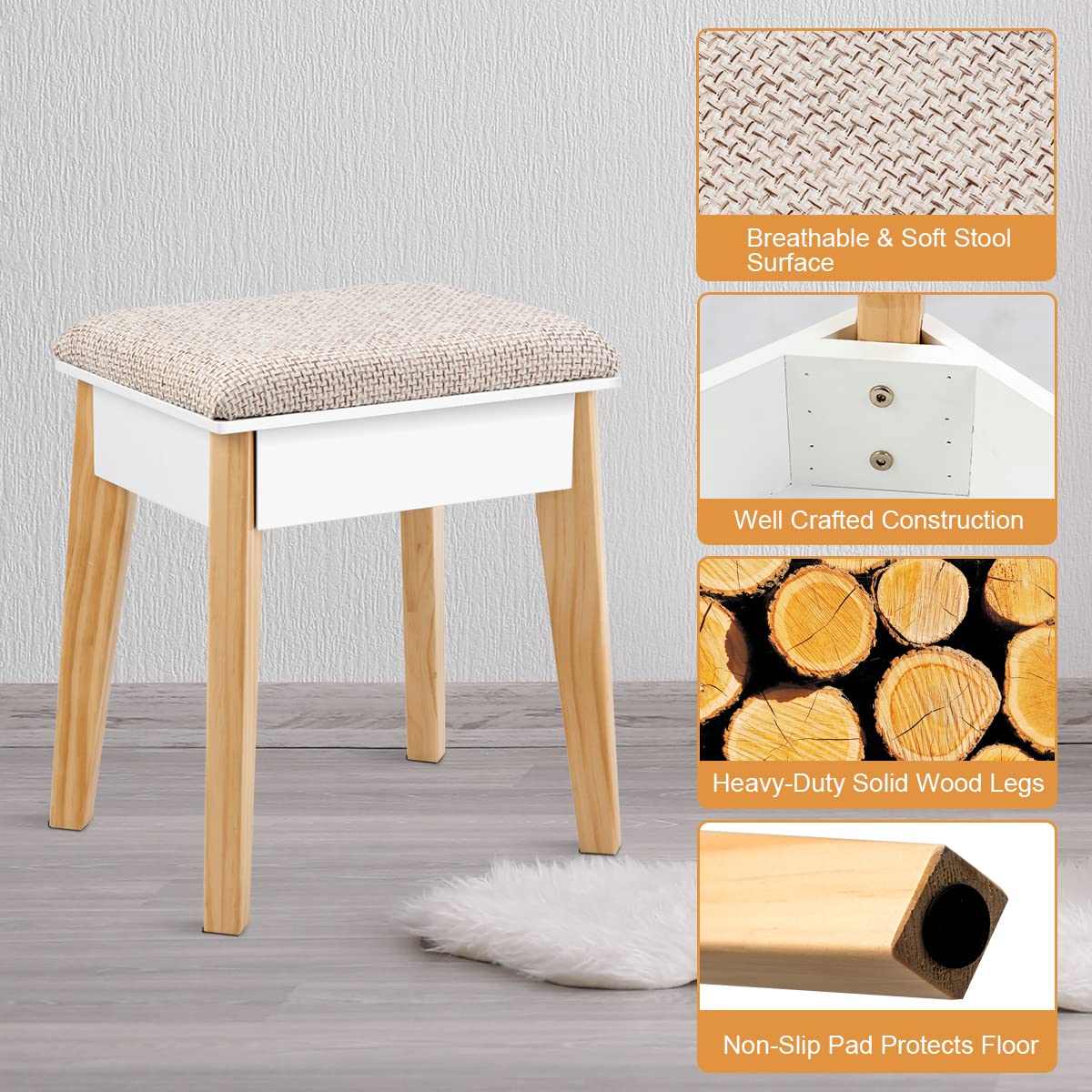 Giantex Vanity Set, Makeup Vanity Table w/ 3 Drawers & 2-Tier Tabletop