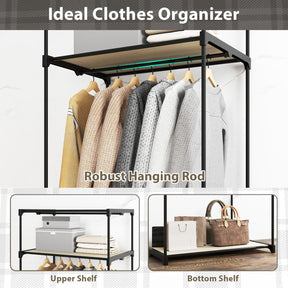 Fabric Wardrobe Portable Single Clothes Closet w/Hanging Rail