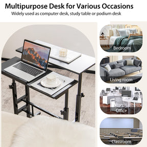 Giantex Mobile Stand up Computer Desk, Rolling Standing Laptop Cart with 2 Tilting Desktops