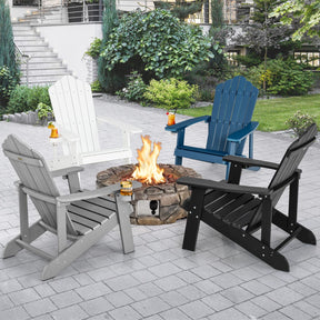 Adirondack Chair, HIPS Adirondack Chair w/Cup Holder, Realistic Wood Grain, Weather Resistant Outdoor Chair for Patio
