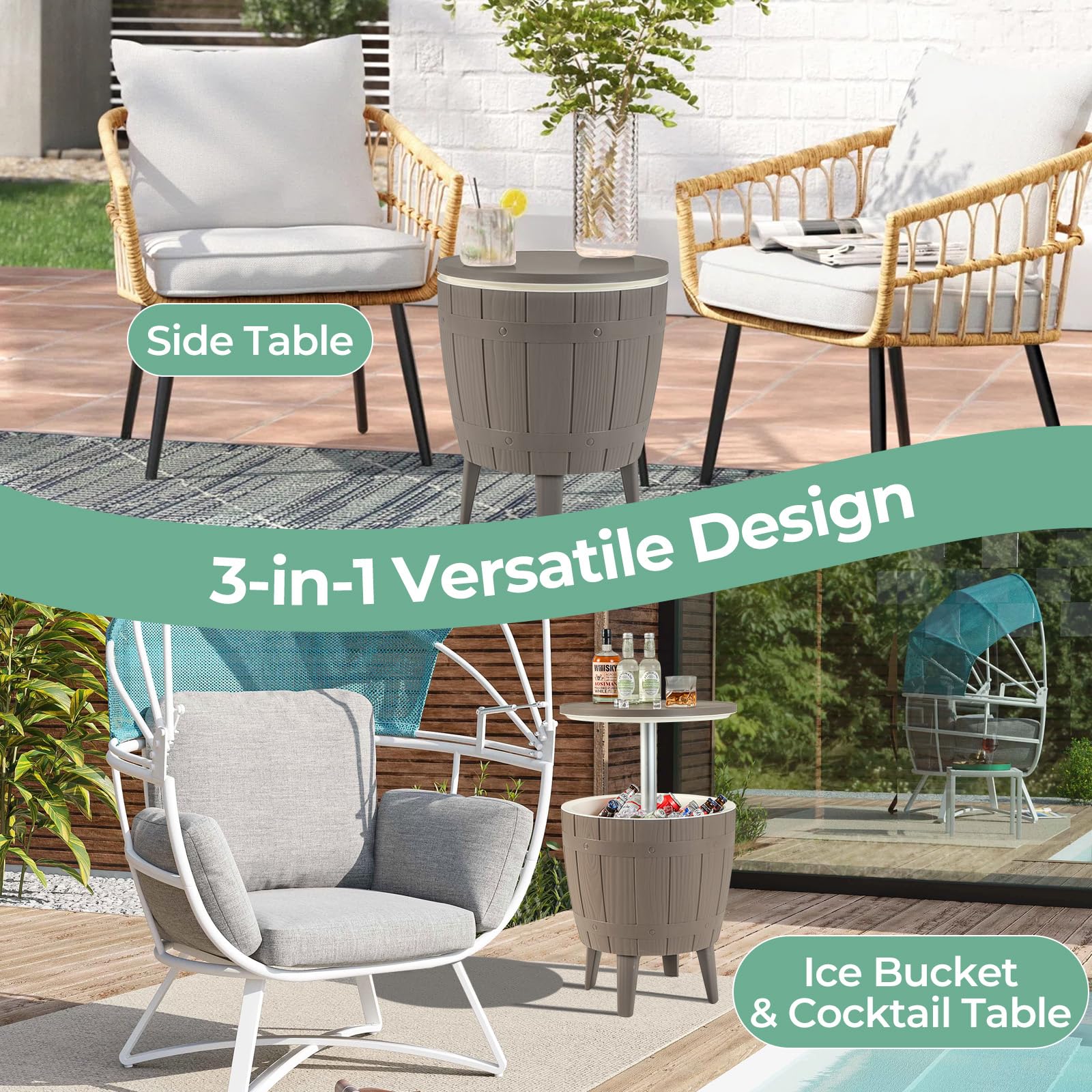 37 L Cooler Bar Table with Telescopic Tabletop