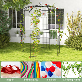 Birdcage Shape Arch,286 cm High x 206cm Wide, Heavy-Duty Wrought Metal Arbor for Climbing Plants