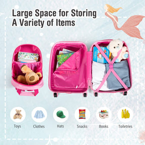 BABY JOY 2 Pieces Kids Luggage Set, Children Hard Shell Travelling Case