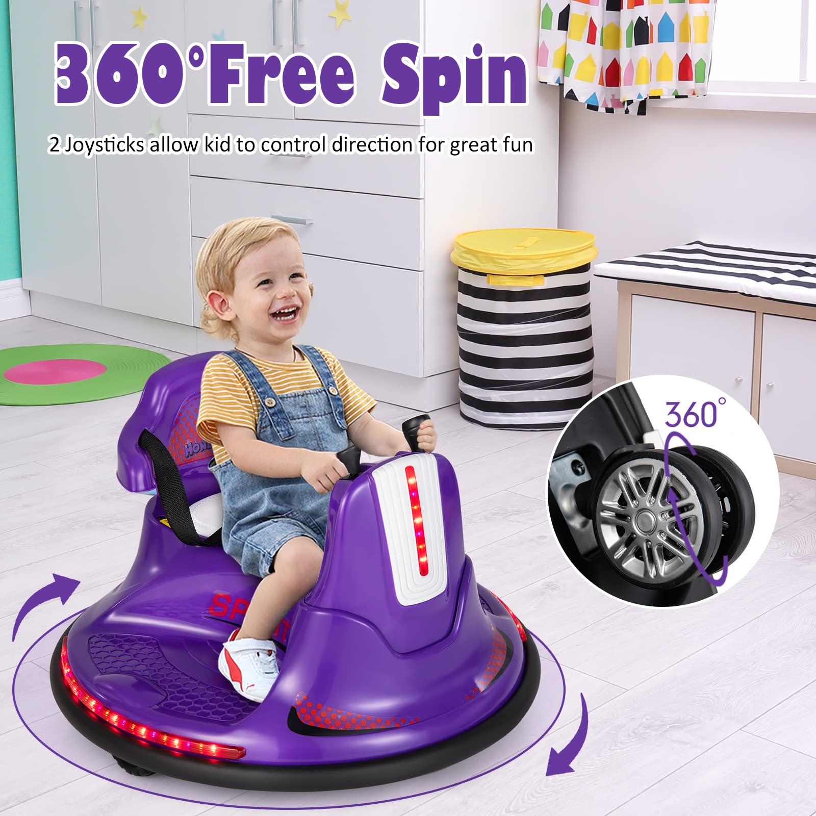 HONEY JOY Kids Ride On Bumper Car, 6V Battery Powered Electric Car