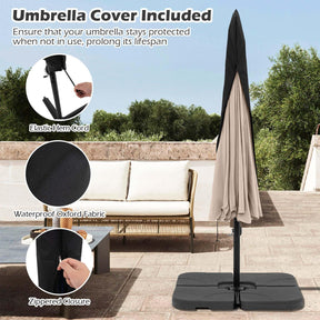 3m Offset Hanging Umbrella with Cover Patio Cantilever Umbrella w/Easy Tilt Adjustment