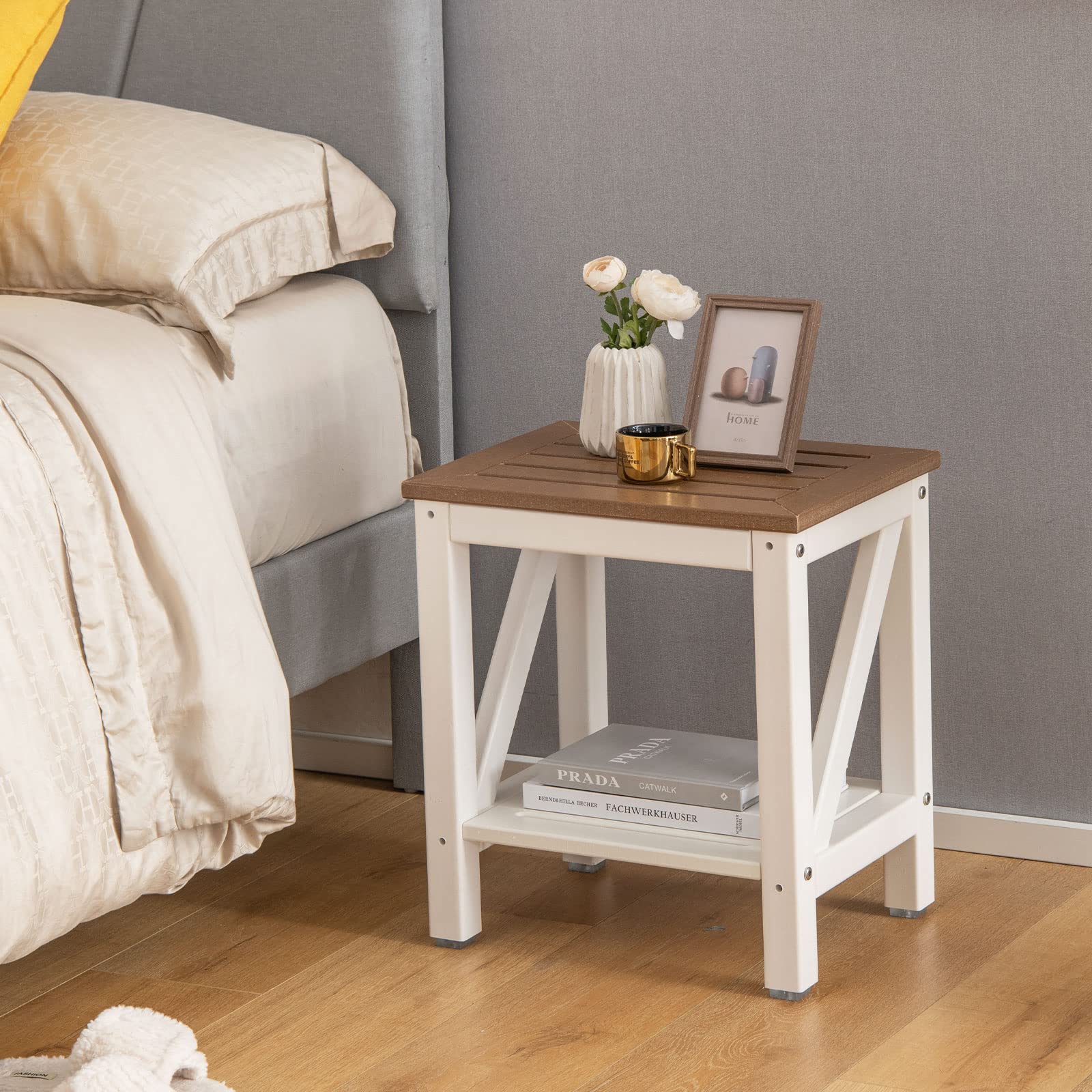 Waterproof Bathroom Shower Stool w/Bottom Storage Shelf & Non-Slip Foot Pads for Bath Spa & Shaving Legs