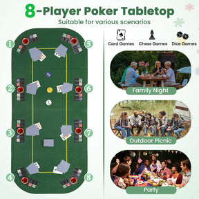 201 x 90 CM 8-Player Foldable Poker Table Top