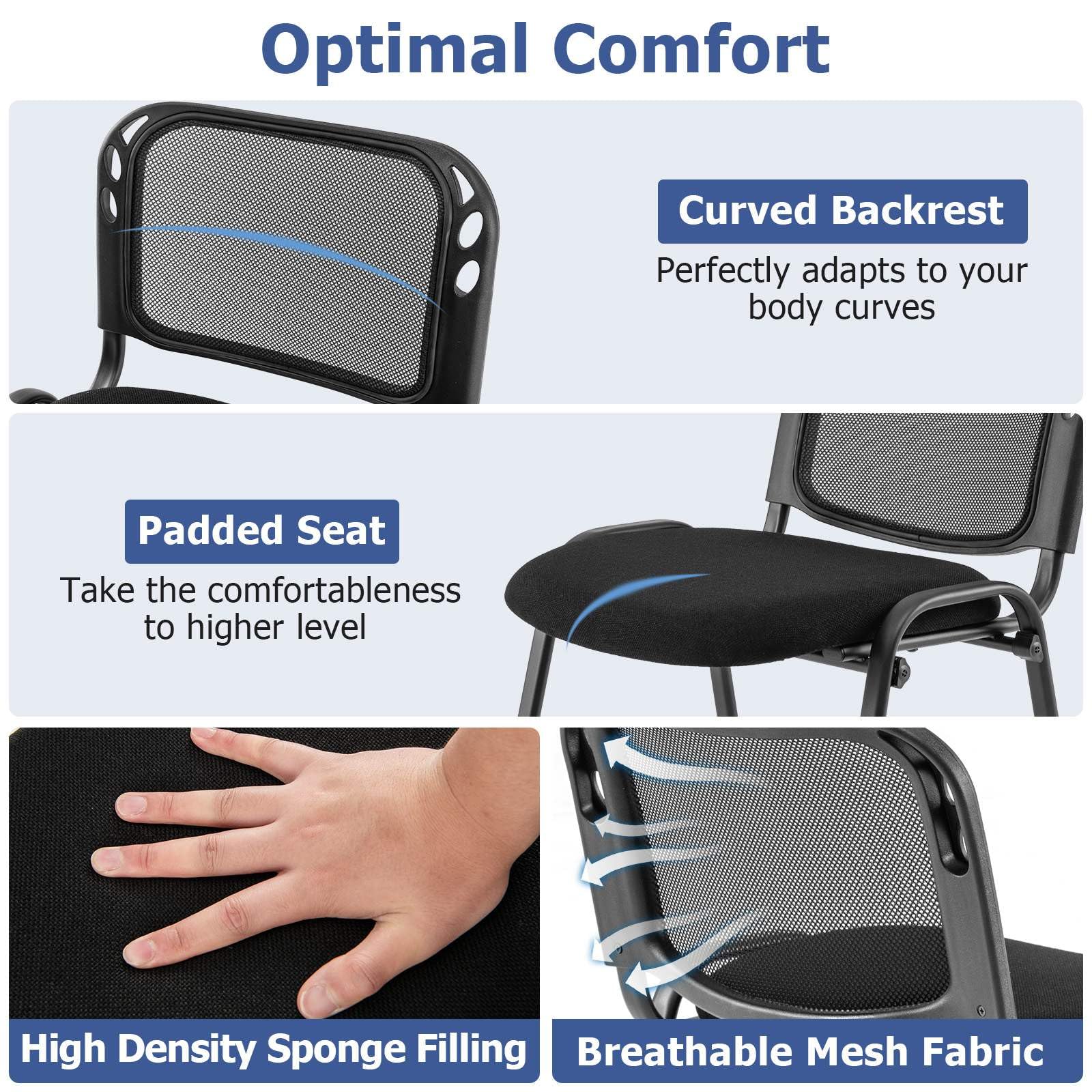 Set of 5 Office Desk Chairs Waiting Room Chair Stackable Reception Guest Chair