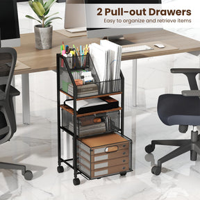 Rolling File Utility Cart w/ 2 Drawers, Lockable Wheels for Home Office