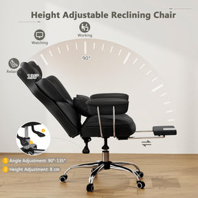 180 kg Big & Tall Office Chair, Executive Desk Chair w/ Retractable Footrest, Adjustable Height