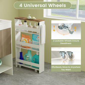 Slim Storage Cart w/Handle, 4-Tier Slide Out Utility Cart