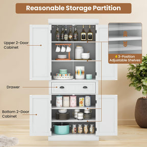 183.5CM Kitchen Pantry Storage Cabinet, Tall Freestanding Cupboard