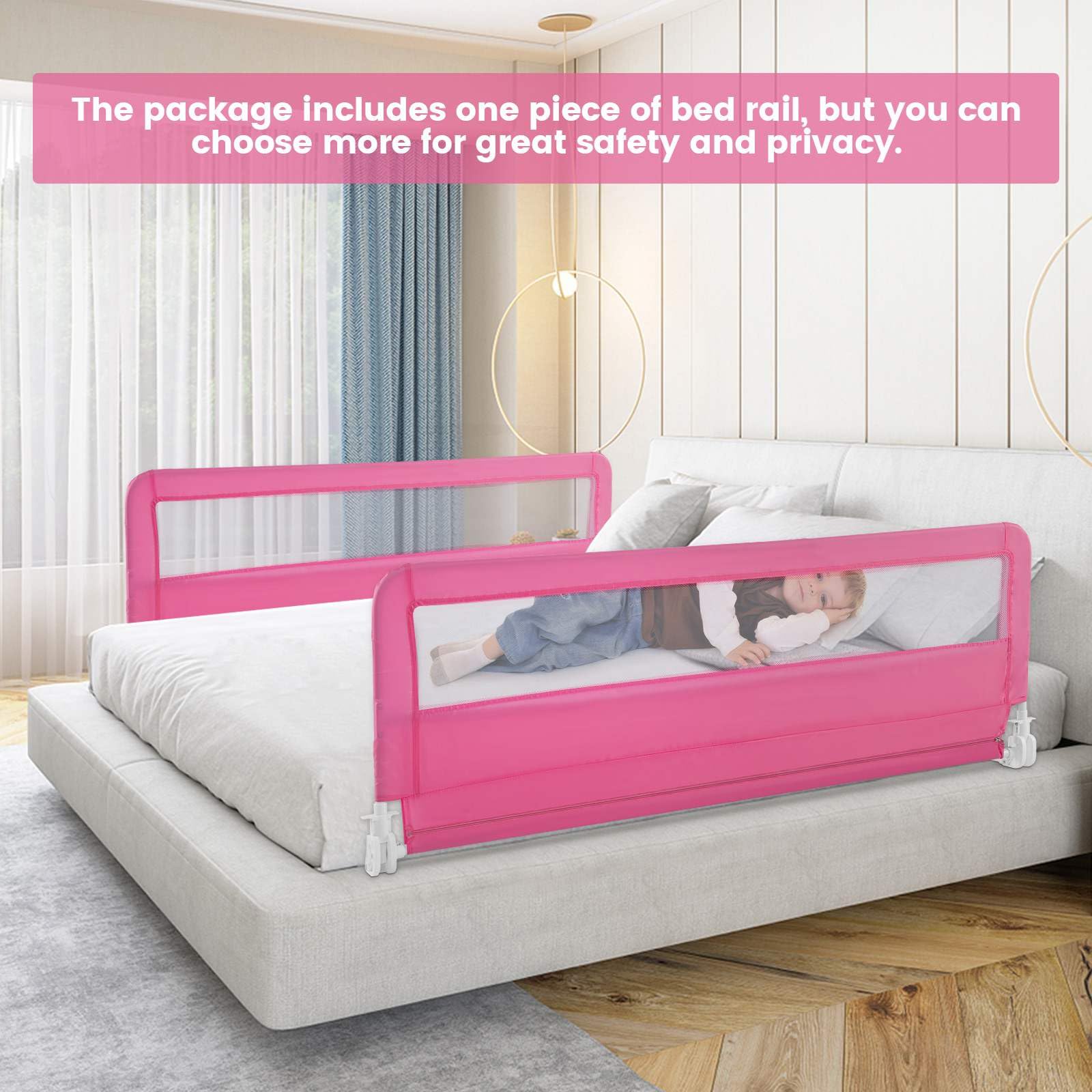 Bed Rails/Bedrail for Toddlers, Height Adjustable Folding Baby Safety Cot Guard, 150 x 55 cm