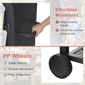 Portable Outdoor Pizza Oven, Patio Pizza Grill, Wood-fired Pizza Maker w/Pizza Stone, Waterproof Cover and Pizza Peel