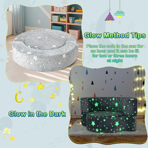 2-in-1 Toddler Chair Glow in the Dark Kids Couch with Removable and Washable Cover