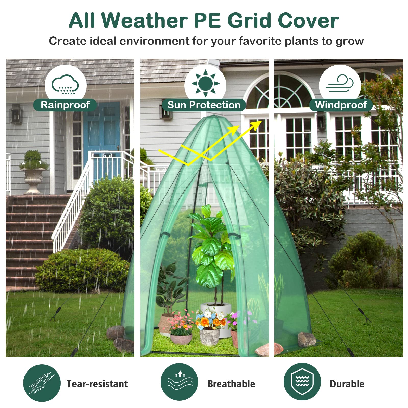 Mini Greenhouse for Indoor & Outdoor, Portable Walk-in Greenhouse w/ Waterproof PE Cover