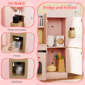 Corner Kitchen with Lights and Sounds, Interactive Wooden Playset w/Retractable Countertop