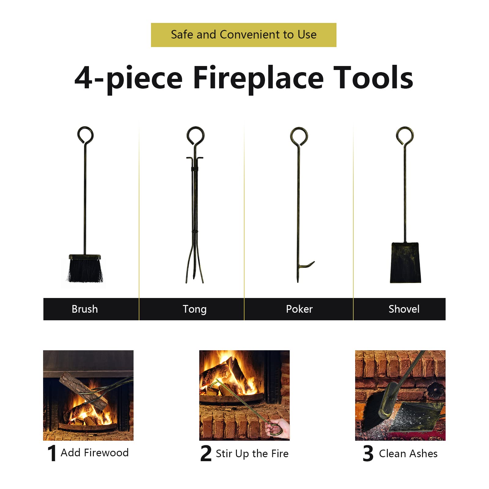 Giantex Firewood Rack with 4 Fireplace Tools Wrought Iron Log Storage Rack