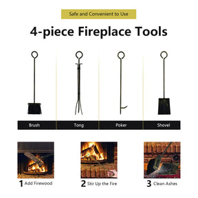Giantex Firewood Rack with 4 Fireplace Tools Wrought Iron Log Storage Rack