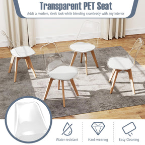 Set of 4 Clear Dining Chairs, Armless Modern Dining Chairs with Transparent Backrest