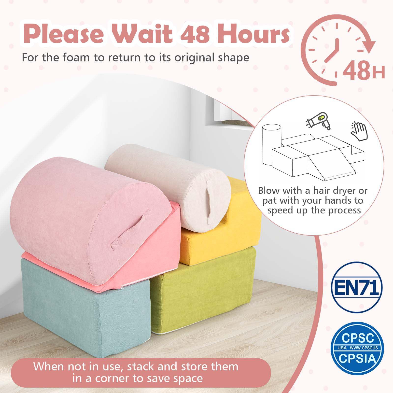 6-Piece Baby Climbing Blocks Kids Indoor Soft Play Structure