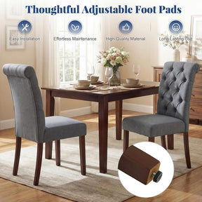 Upholstered Dining Chairs Set of 2, Button Tufted Chairs w/Padded Seat & Backrest