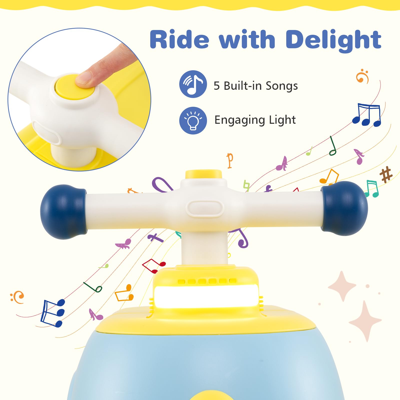 Toddler Ride on Toy with Trailer Foot-to-Floor Sliding Car with Light Music