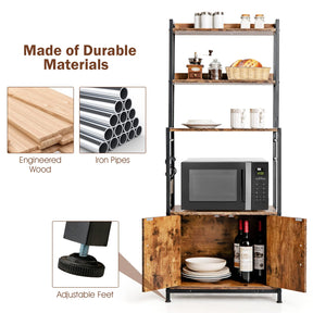Giantex 4-Tier Baker’s Rack, Kitchen Storage Cabinet w/ 3 Tier Hutch Shelf, Industrial Microwave Oven Stand