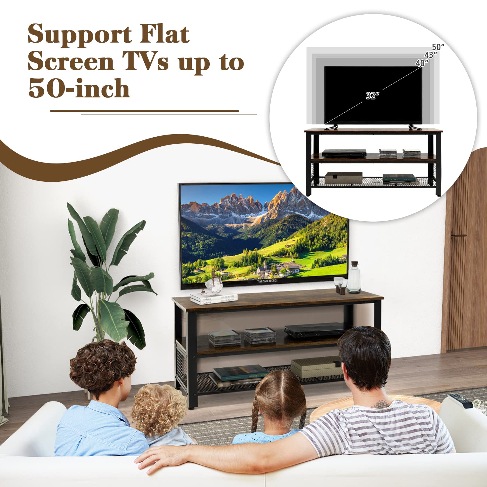 Giantex Console Table TV Stand for 50-Inch Flat Screen TVs, Brown
