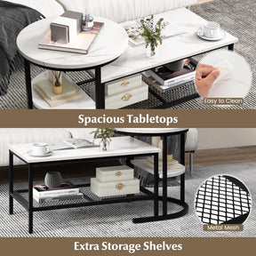 Giantex Nesting Coffee Table Set of 2, Detachable Table Set