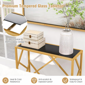 Giantex 80cm Tempered Glasstop Entryway Table, Console Table